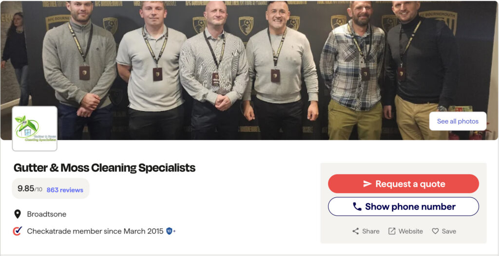 Over 860 5-star Checkatrade reviews for roof cleaning in Poole and Dorset