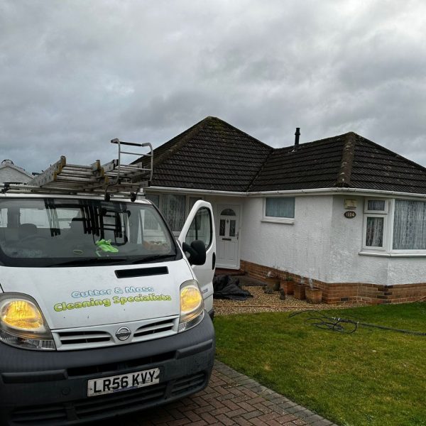 Our van parked outside a house in Poole